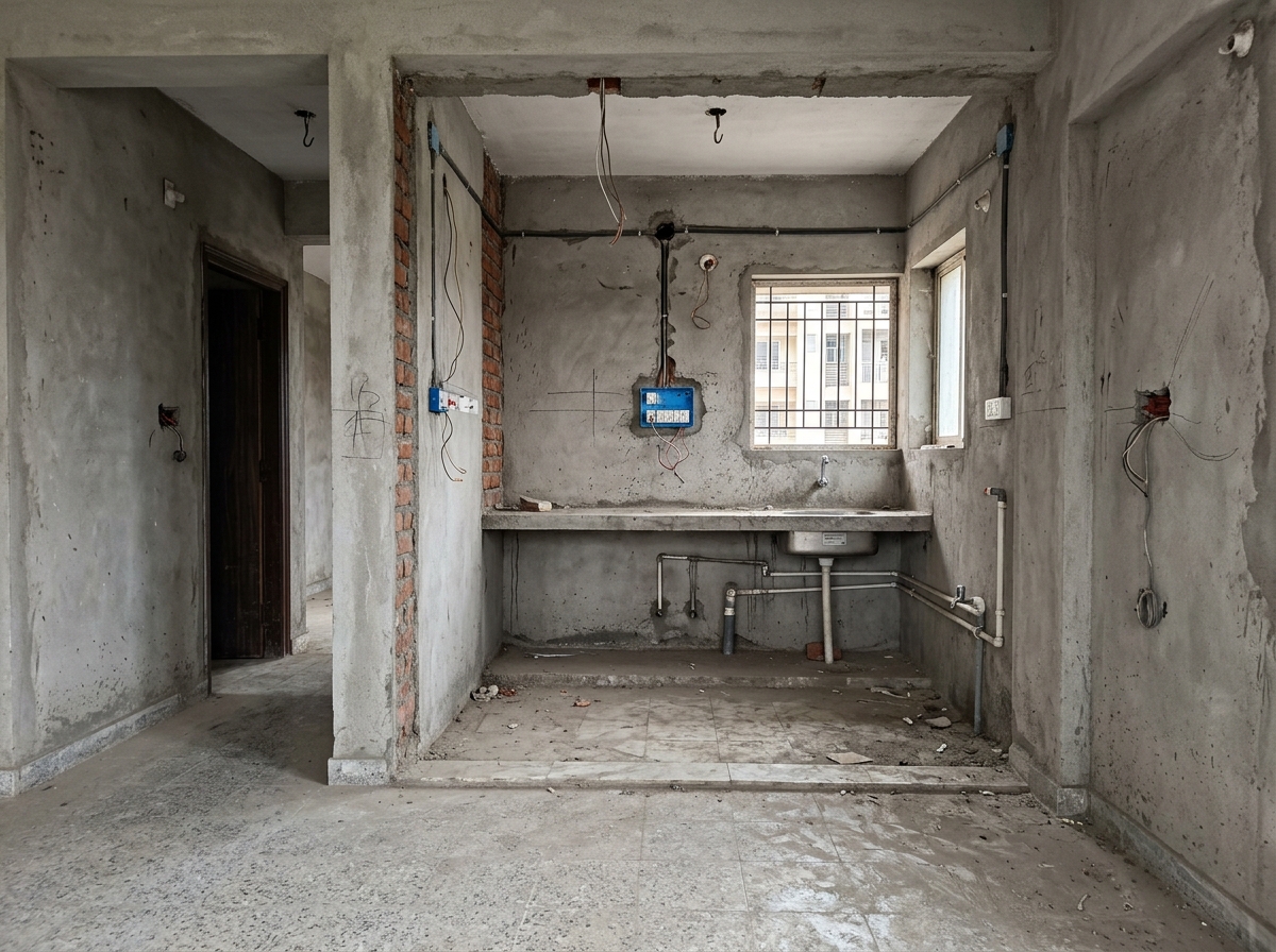 Before: Raw Construction Kitchen